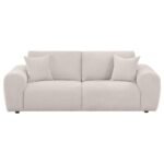 BURNETT CHENILLE UPHOLSTERED WIDE ARM SOFA IVORY - Image 3