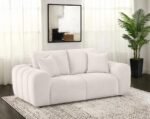 BURNETT CHENILLE UPHOLSTERED WIDE ARM LOVESEAT IVORY - Image 2