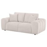 BURNETT CHENILLE UPHOLSTERED WIDE ARM LOVESEAT IVORY - Image 4