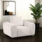 BURNETT CHENILLE UPHOLSTERED ACCENT CHAIR IVORY - Image 2