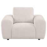 BURNETT CHENILLE UPHOLSTERED ACCENT CHAIR IVORY - Image 3