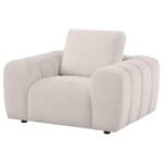BURNETT CHENILLE UPHOLSTERED ACCENT CHAIR IVORY - Image 4