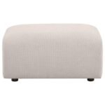 BURNETT CHENILLE UPHOLSTERED OTTOMAN IVORY - Image 3
