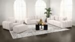BURNETT CHENILLE UPHOLSTERED OTTOMAN IVORY - Image 7