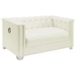 CHAVIANO UPHOLSTERED TRACK ARM LOVESEAT PEARL WHITE