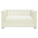 CHAVIANO UPHOLSTERED TRACK ARM LOVESEAT PEARL WHITE - Image 3