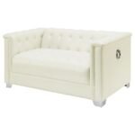 CHAVIANO UPHOLSTERED TRACK ARM LOVESEAT PEARL WHITE - Image 4