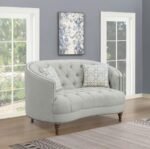 AVONLEA UPHOLSTERED SLOPED ARM LOVESEAT GREY FABRIC - Image 2
