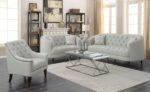 AVONLEA UPHOLSTERED SLOPED ARM LOVESEAT GREY FABRIC - Image 14