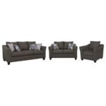 SALIZAR 3-PIECE UPHOLSTERED FLARED ARM SOFA SET GREY - Image 2