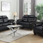 FINLEY 3-PIECE UPHOLSTERED PADDED ARM TUFTED SOFA SET BLACK