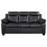 FINLEY 3-PIECE UPHOLSTERED PADDED ARM TUFTED SOFA SET BLACK - Image 4