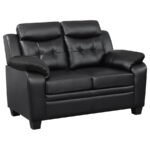 FINLEY 3-PIECE UPHOLSTERED PADDED ARM TUFTED SOFA SET BLACK - Image 7
