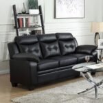 FINLEY UPHOLSTERED PADDED ARM TUFTED SOFA BLACK - Image 2