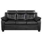FINLEY UPHOLSTERED PADDED ARM TUFTED SOFA BLACK - Image 3