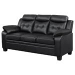 FINLEY UPHOLSTERED PADDED ARM TUFTED SOFA BLACK - Image 4