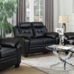 FINLEY UPHOLSTERED PADDED ARM TUFTED LOVESEAT BLACK