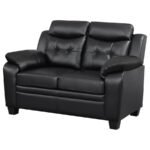 FINLEY UPHOLSTERED PADDED ARM TUFTED LOVESEAT BLACK - Image 4