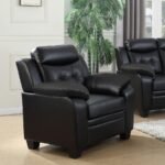FINLEY UPHOLSTERED PADDED ARM TUFTED ACCENT CHAIR BLACK - Image 2