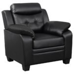 FINLEY UPHOLSTERED PADDED ARM TUFTED ACCENT CHAIR BLACK