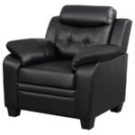 FINLEY UPHOLSTERED PADDED ARM TUFTED ACCENT CHAIR BLACK - Image 4