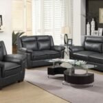 ARABELLA 3-PIECE UPHOLSTERED PADDED ARM SOFA SET GREY