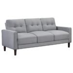 BOWEN 3-PIECE UPHOLSTERED TRACK ARM TUFTED SOFA SET GREY - Image 3