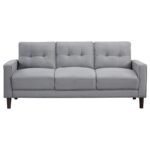 BOWEN 3-PIECE UPHOLSTERED TRACK ARM TUFTED SOFA SET GREY - Image 4
