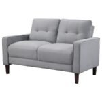 BOWEN UPHOLSTERED TRACK ARM TUFTED LOVESEAT GREY - Image 4