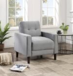 BOWEN UPHOLSTERED TRACK ARM TUFTED ACCENT CHAIR GREY - Image 2
