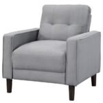 BOWEN UPHOLSTERED TRACK ARM TUFTED ACCENT CHAIR GREY - Image 4