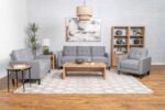BOWEN UPHOLSTERED TRACK ARM TUFTED ACCENT CHAIR GREY - Image 11