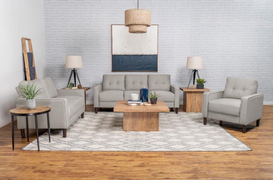 506785-S3_01x900.jpg BOWEN 3-PIECE UPHOLSTERED TRACK ARM TUFTED SOFA SET BEIGE - Image 1