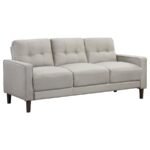 BOWEN 3-PIECE UPHOLSTERED TRACK ARM TUFTED SOFA SET BEIGE - Image 3