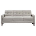 BOWEN 3-PIECE UPHOLSTERED TRACK ARM TUFTED SOFA SET BEIGE - Image 4