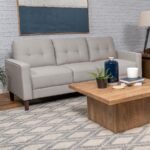 BOWEN UPHOLSTERED TRACK ARM TUFTED SOFA BEIGE - Image 2