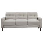 BOWEN UPHOLSTERED TRACK ARM TUFTED SOFA BEIGE - Image 3