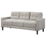 BOWEN UPHOLSTERED TRACK ARM TUFTED SOFA BEIGE - Image 4