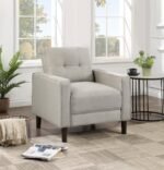 BOWEN UPHOLSTERED TRACK ARM TUFTED ACCENT CHAIR BEIGE - Image 2