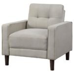 BOWEN UPHOLSTERED TRACK ARM TUFTED ACCENT CHAIR BEIGE - Image 4