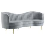 SOPHIA 3-PIECE UPHOLSTERED CHANNEL TUFTED SOFA SET GREY - Image 3