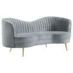 SOPHIA 3-PIECE UPHOLSTERED CHANNEL TUFTED SOFA SET GREY - Image 6