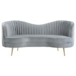 SOPHIA 3-PIECE UPHOLSTERED CHANNEL TUFTED SOFA SET GREY - Image 7