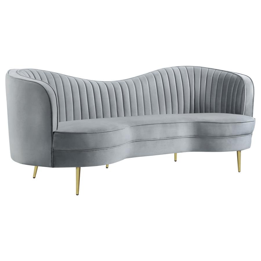 506864_02x900.jpg SOPHIA UPHOLSTERED CHANNEL TUFTED SOFA GREY - Image 1