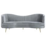 SOPHIA UPHOLSTERED CHANNEL TUFTED SOFA GREY - Image 3