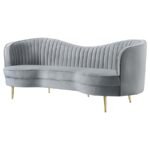 SOPHIA UPHOLSTERED CHANNEL TUFTED SOFA GREY - Image 4