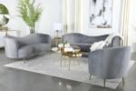SOPHIA UPHOLSTERED CHANNEL TUFTED SOFA GREY - Image 10