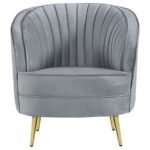 SOPHIA UPHOLSTERED CHANNEL TUFTED BARREL ACCENT CHAIR GREY - Image 3
