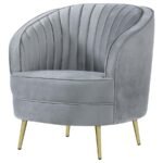 SOPHIA UPHOLSTERED CHANNEL TUFTED BARREL ACCENT CHAIR GREY - Image 4