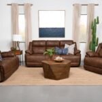 ELLINGTON 3-PIECE UPHOLSTERED PADDED ARM SOFA SET DARK BROWN